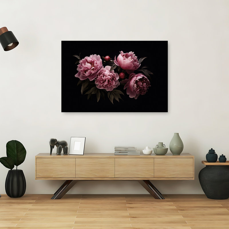 Nostalgic Mood Opulent Flowers Abstract Contemporary Rose Flower Landscape Wall Art Print by Andrea Haase - Print