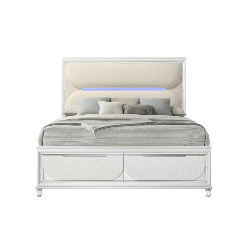 Lit EK Tarian White Boucle & Pearl, Très grand lit