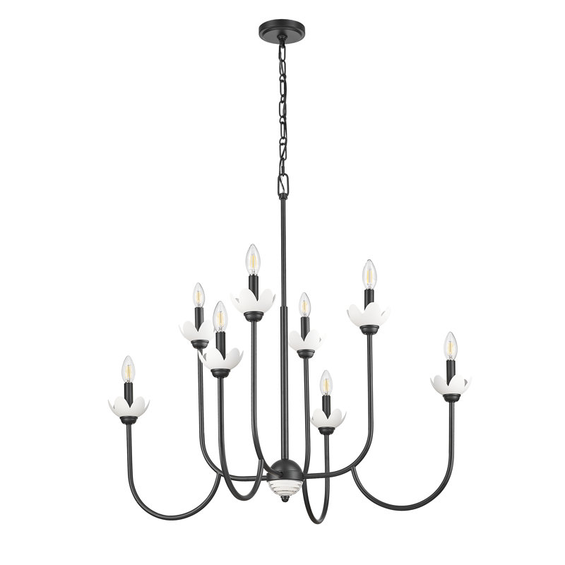 Lustre Allistair, Noir mat, H 35 po x l 36 po x P 36 po, 8 lumières