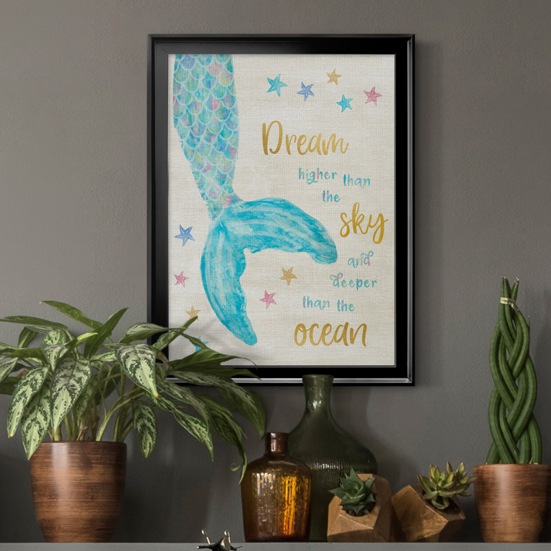 «Mermaid Dream», art textuel sur toile, Noir, H 18,5 po x l 24,5 po x P 1,5 po