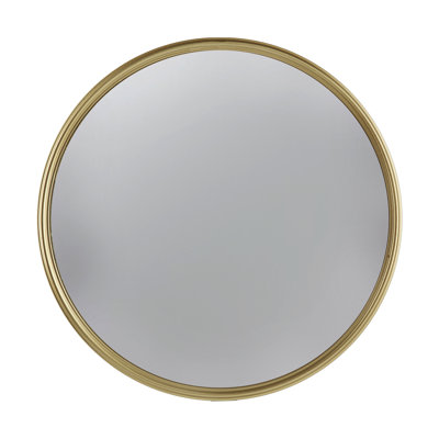 15" Iron Frame Gold Rimmed Mirror For Bedroom And Vanity Convex With Border