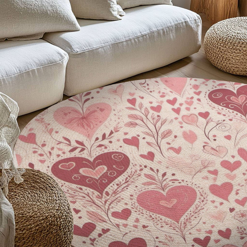 Tapis tressé Rosy Valentine, Rond 5 pi