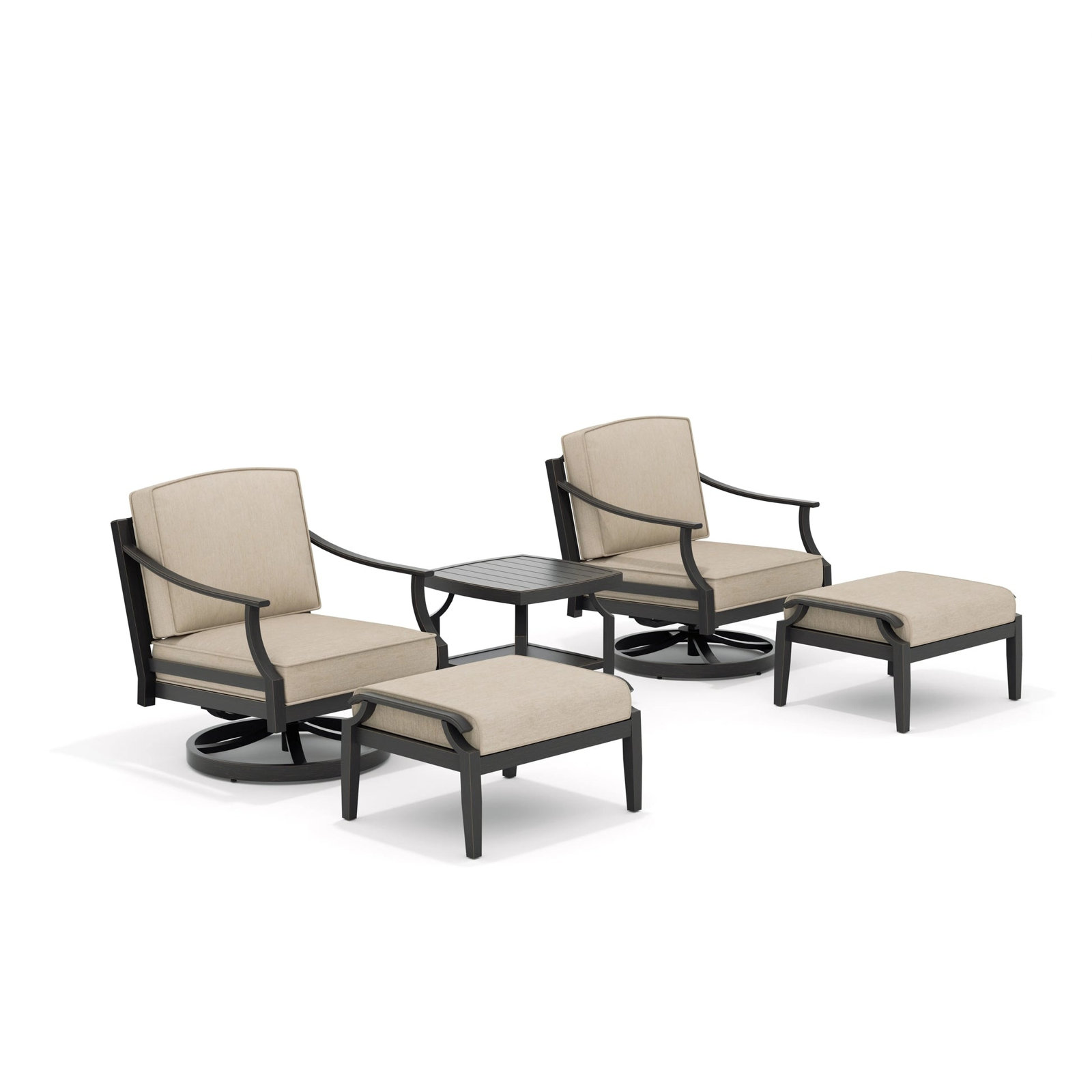 Patio Aluminum Conversation Set With Ottomans And Sunbrella® Cushions