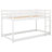 Twin Over Twin Floor Bunk Bed With Ladder , White-1608017154
