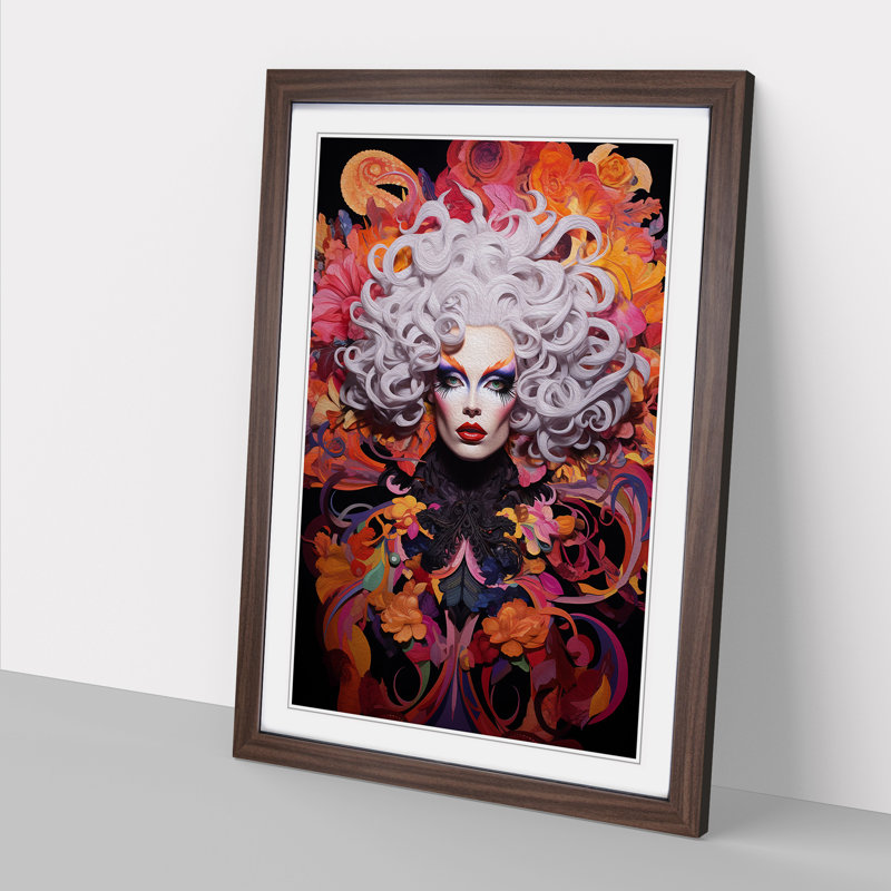 Drag Queen Informel - Single Picture Frame Print on Wood, 46" H x 34" W x 2" D, Walnut