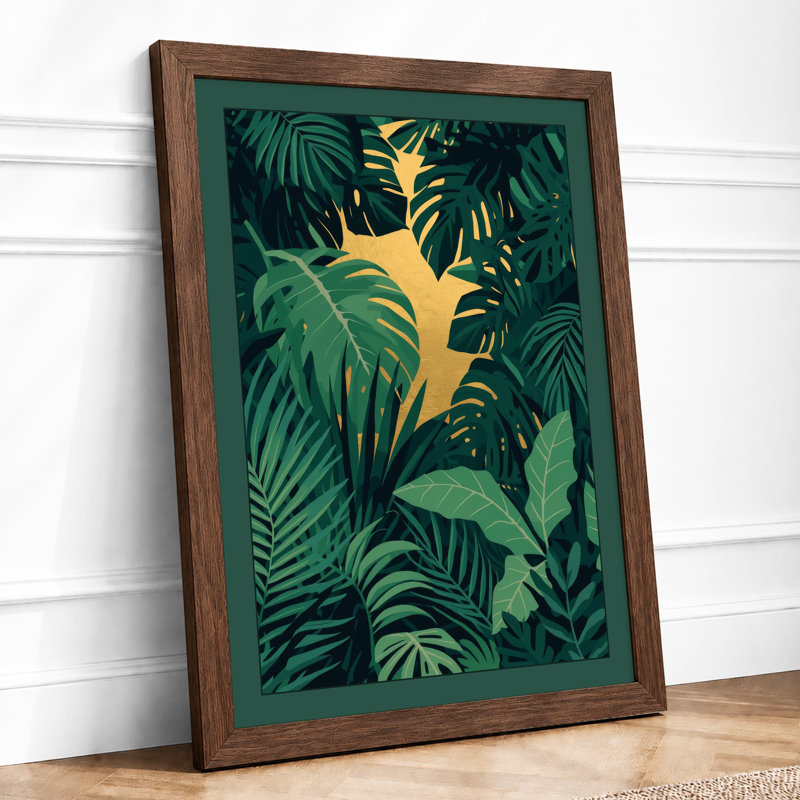 Jungle Canopy Light Tropical - Print, A2 - 59.4 x 42.0 cm, Walnut