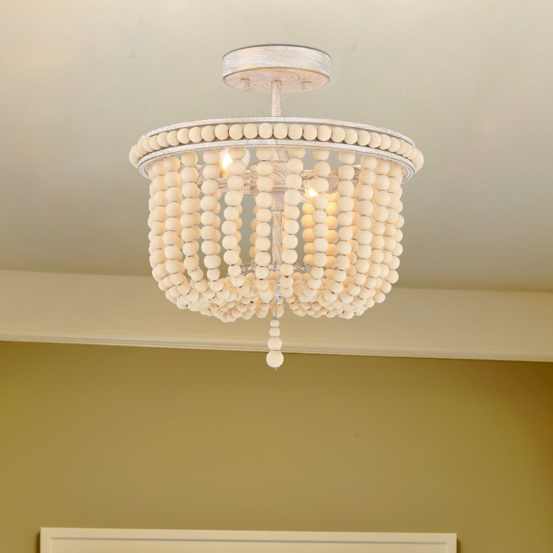 2 - Light 12.6'' Unique/Statement Bowl Flush Mount, White/Gold