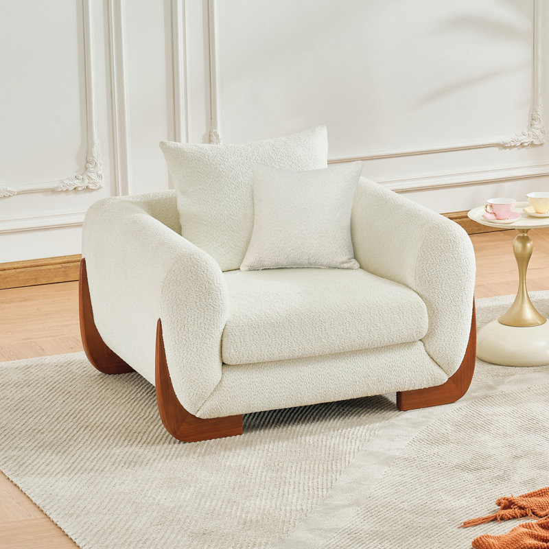 Venissa 42.9" W Bouclé Accent Chair | Upholstered Sofa, 1, Beige