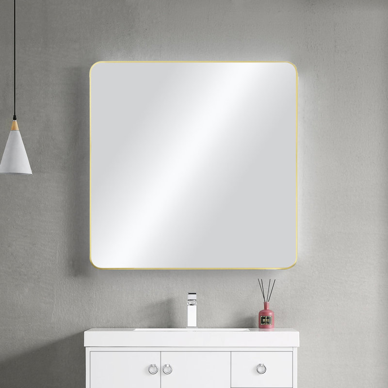 Miroir mural incassable 18 po x 36 po, Or brossé, 36 po x 36 po
