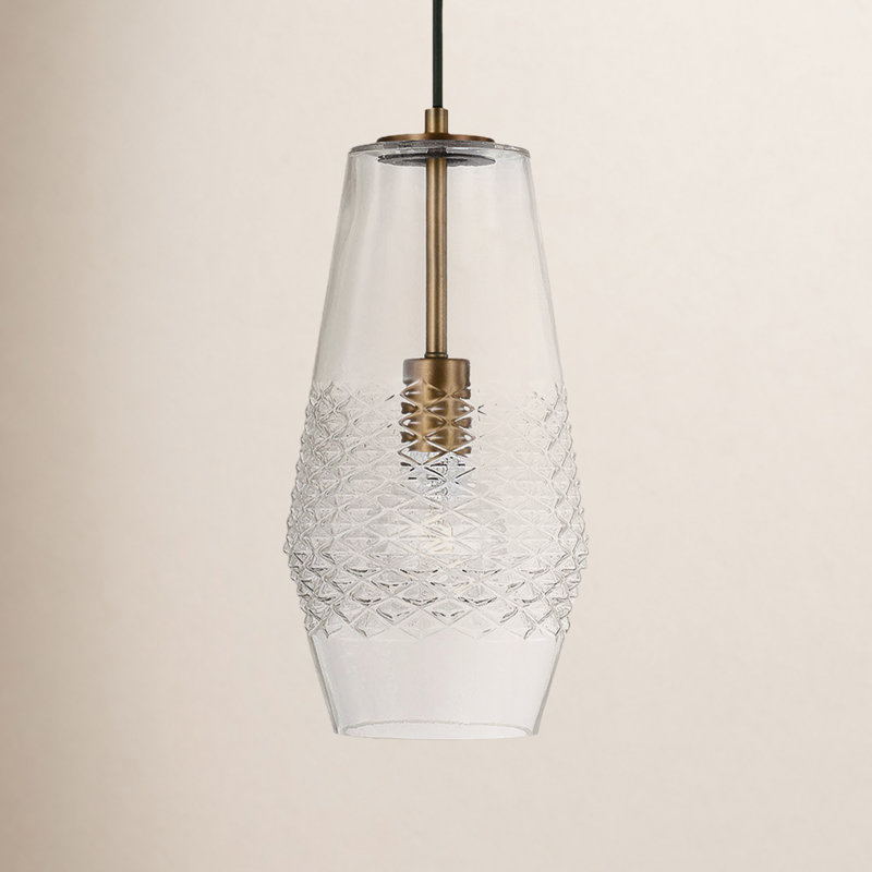 1 - Light Single Pendant, Aged Brass