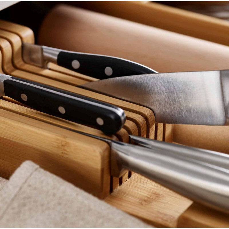 Drawer Store Bamboo 2-tier Knife Organizer