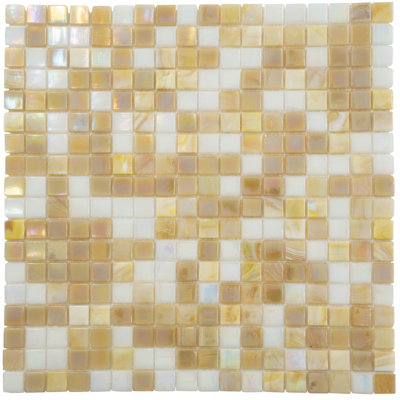  Mingles 11.6 in. x 11.6 in. Glossy Yellow Gold and White Glass Mosaic Wall and Floor Tile (18.69 sq. ft./case) (20-pack) 