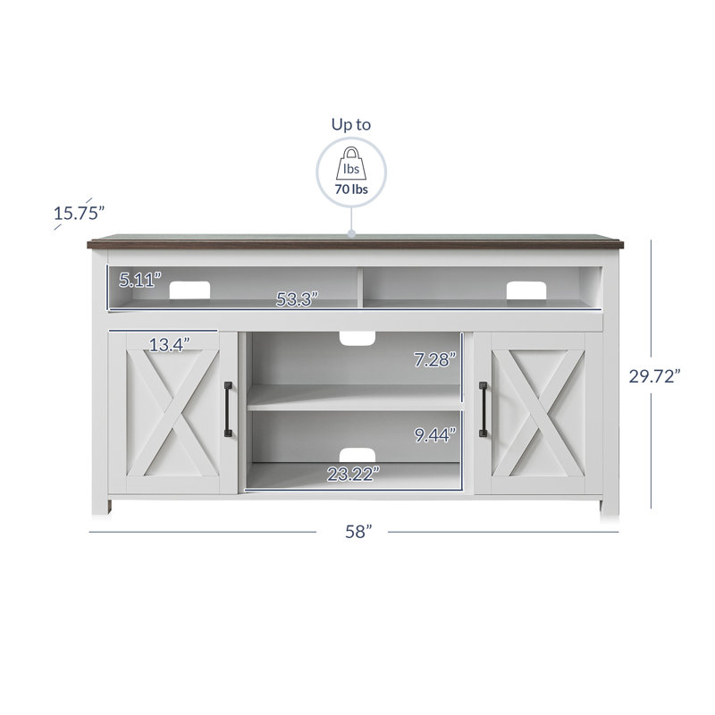 Kayli 58" TV Stand, Contemporary Entertainment Center for TVs up to 65", Media Console Wood Table, White