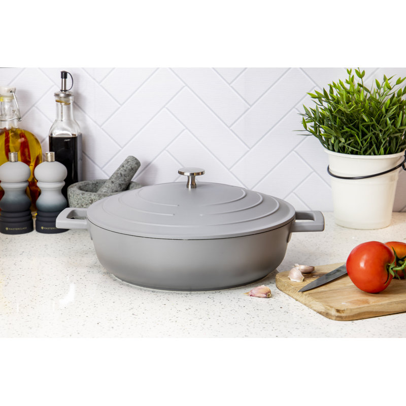 MasterClass Cast Aluminum Shallow Casserole 4L, Grey Ombre