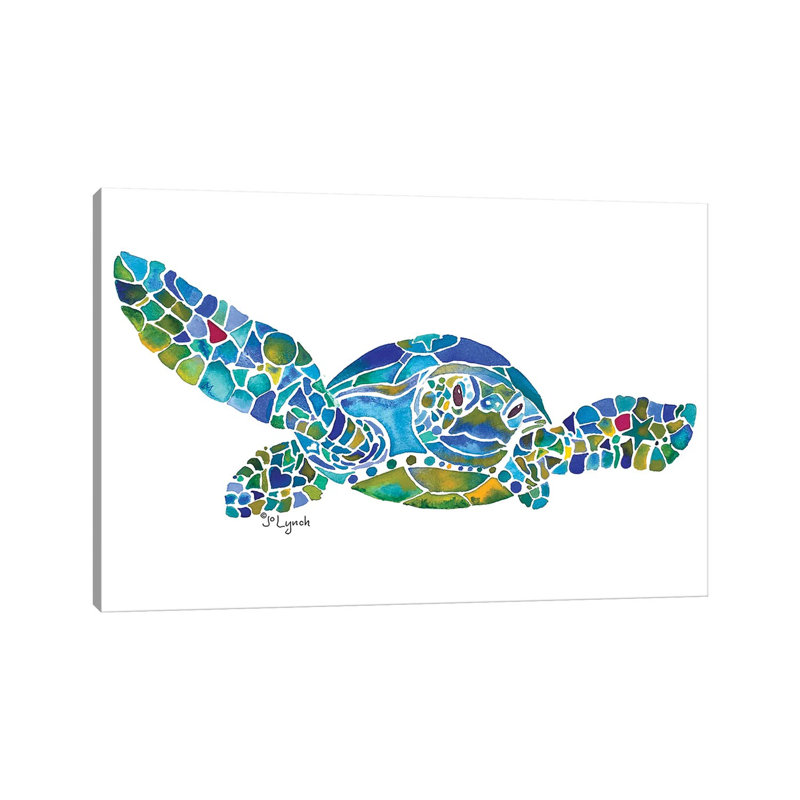 Sea Turtle II - Blue by Jo Lynch - Wrapped Canvas Gallery-Wrapped Canvas Giclée, 20.32cm H x 30.48cm W