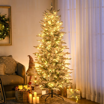 Arbre de Noël artificiel haute 6 pi HOMcom avec 636 branches floquées dans la neige