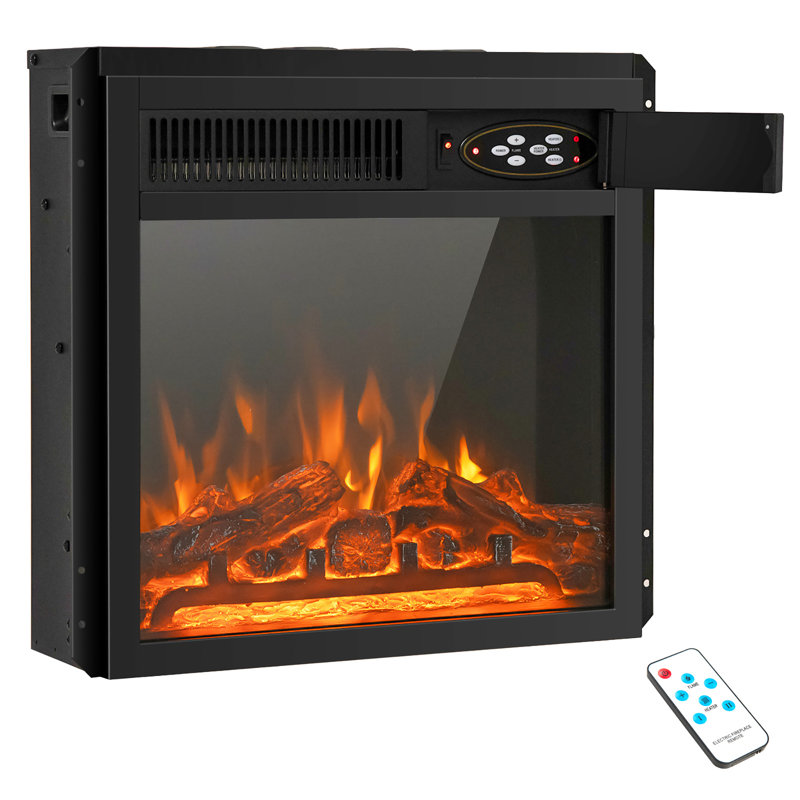 Brimson 19.67'' W Black Electric Fireplace Insert