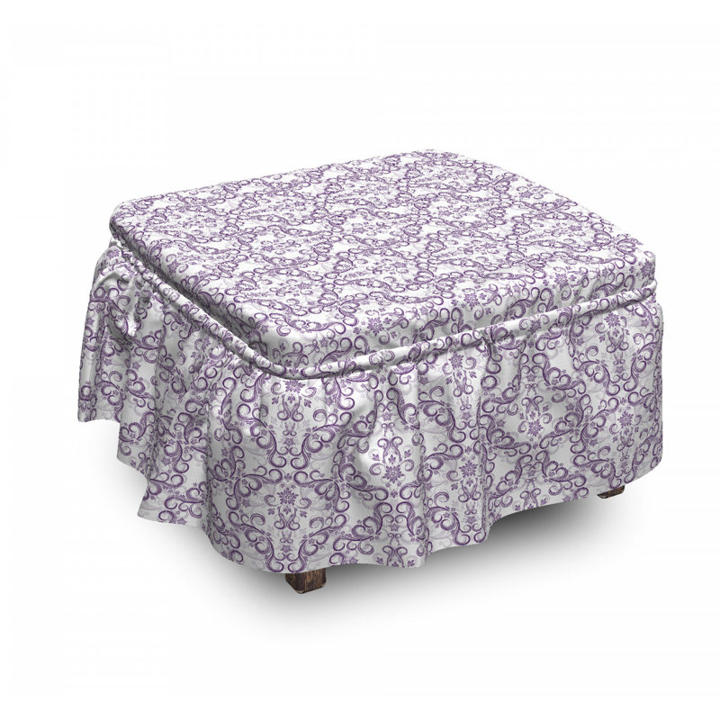 Housse pour repose-pieds à tourbillons floral baroque