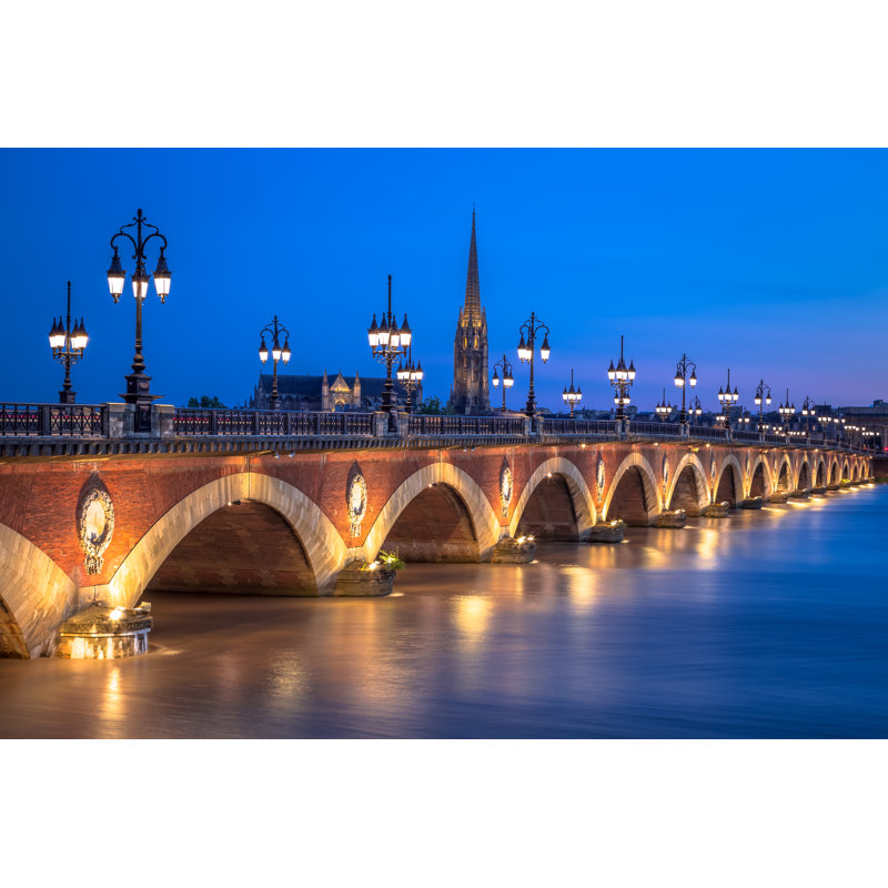 Stone Bridge. Bordeaux, France 1 Piece Wrapped Canvas Wall Art, 81cm H x 122cm W