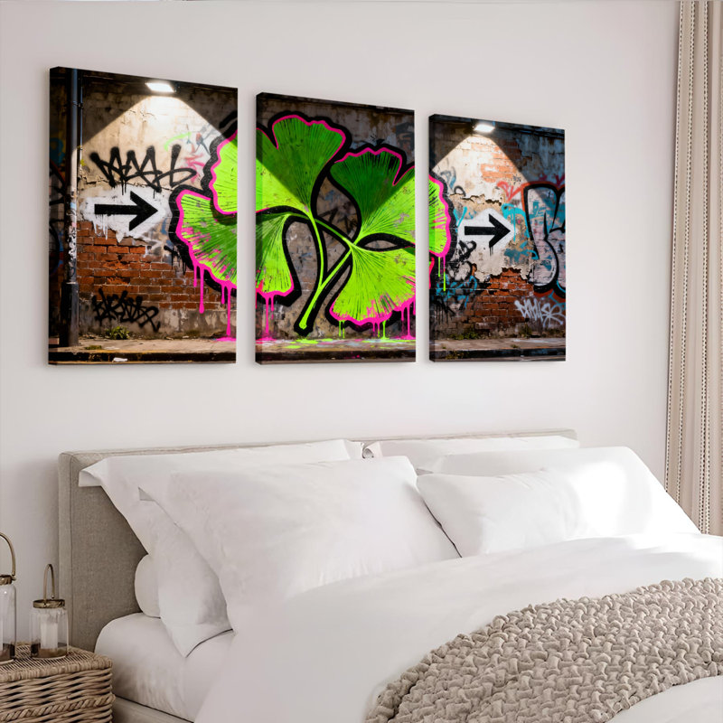 «Graffiti Clover Leaf Street Art», reproduction d'art sur toile, ensemble de 3 aérosol urbain, H 30 po x l 60 po