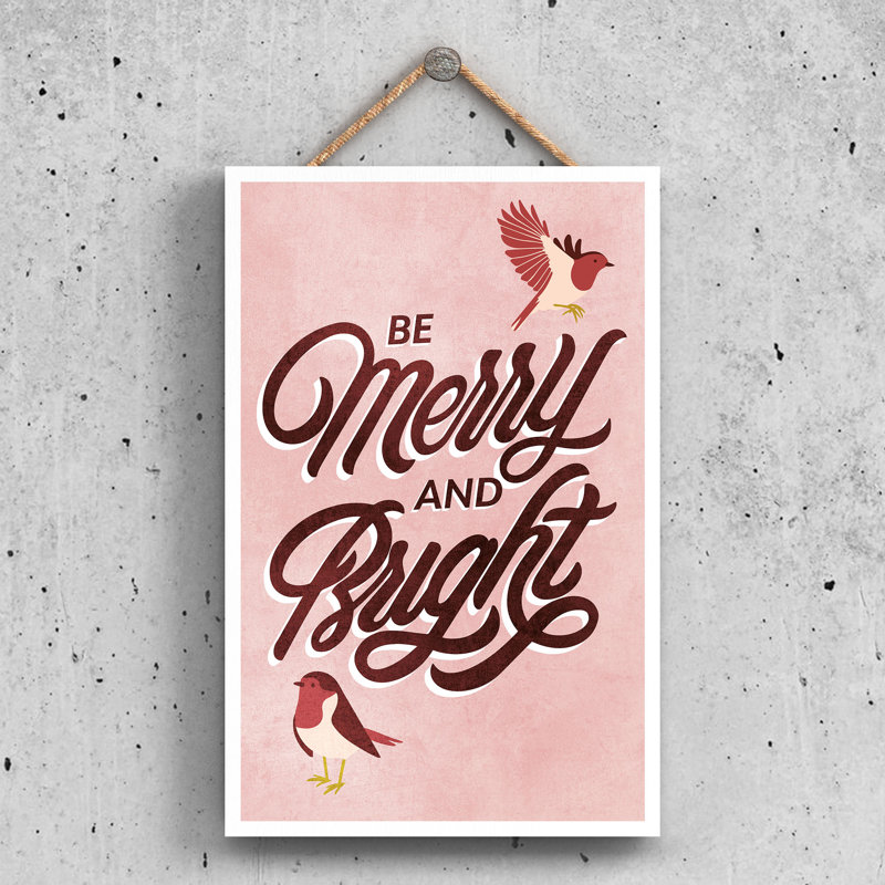 Xmas Be Merry and Bright Wooden Plaque, 28.5cm H x 18.5cm W x 0.9cm D