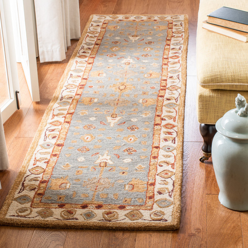 Tapis oriental en laine touffeté à la main Tingley, Tapis de couloir 2 pi 3 po x 14 pi