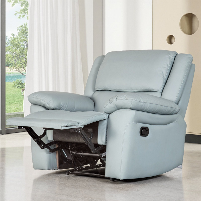 Elegant Pillow Arm Recliner Chair | Transitional Design with Welt Trim & Leather-Match Upholstery | Perfect Living Room Relaxation Solution