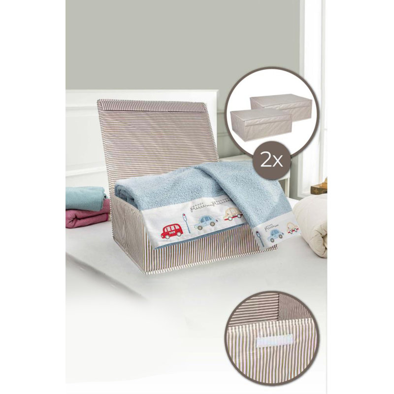 Ensemble de bacs de rangement en tissu, Beige / Blanc