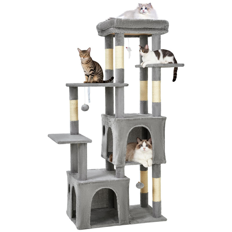 Arbre à chat 61 po H pour chat à l'intérieur, Gris
