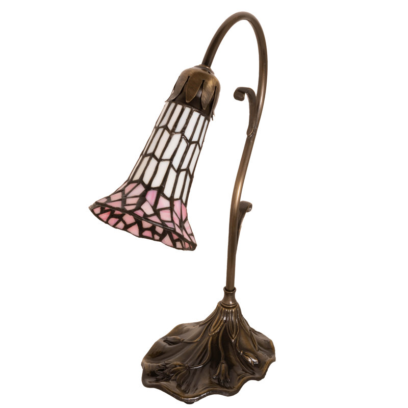 Aveley Arched Table Lamp, Pink/White