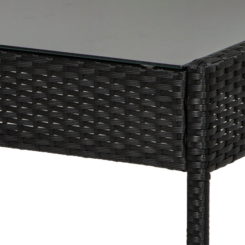 Ensemble de conversation avec canapé en rotin 4 pièces Averion, Noir / Gris