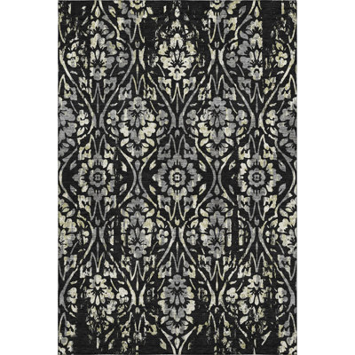 Premium Machine Washable Prisco Black Rug