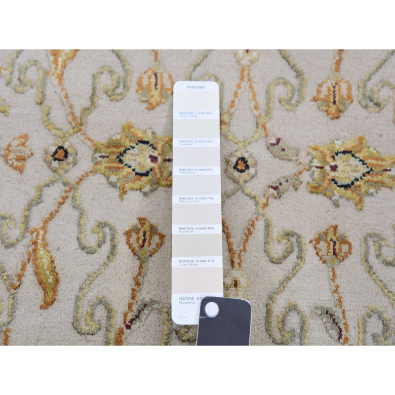 Tapis de couloir blanc en laine et en soie noué à la main 2 pi 7 po x 20 pi 7 po Rajasthan XL 05CEB4ED41834F47AB2A816032A20F5D
