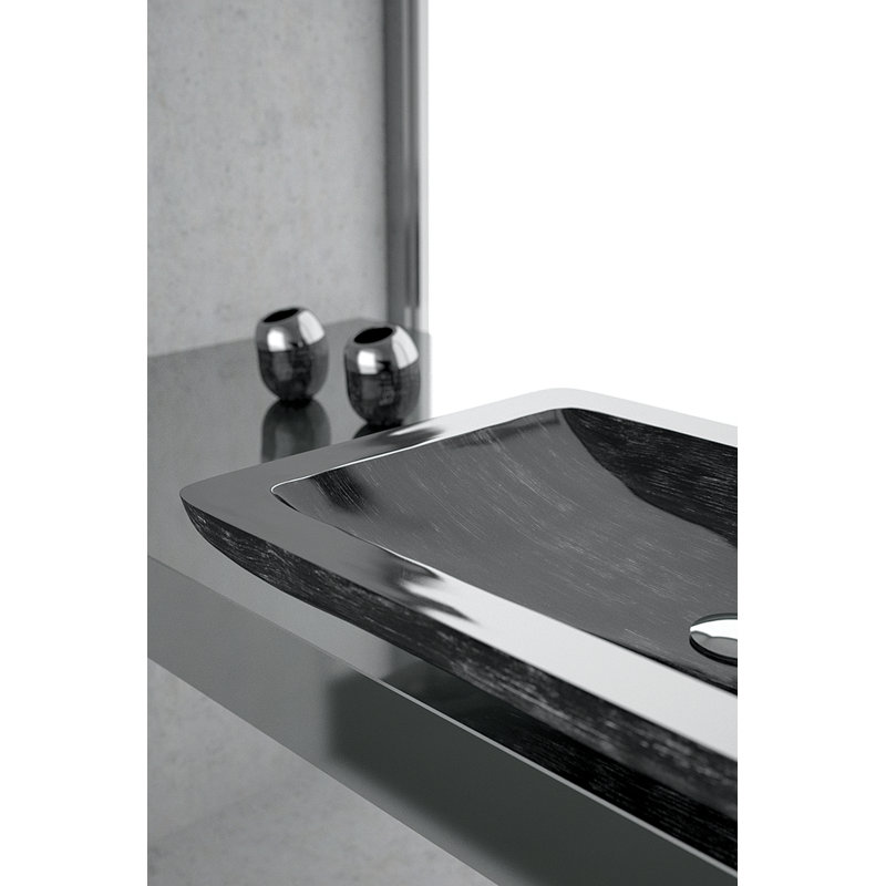 Vogue 25.6'' L Bathroom Sink, Black Silver