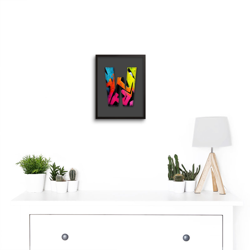 Letter W Tagging 1 Piece Single Picture Frame Wall Art