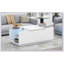 Table basse à DEL, centre de table moderne avec finition ultrabrillante et plateau en verre, rangement ouvert et 2 tiroirs cachés pour le salon-528448127