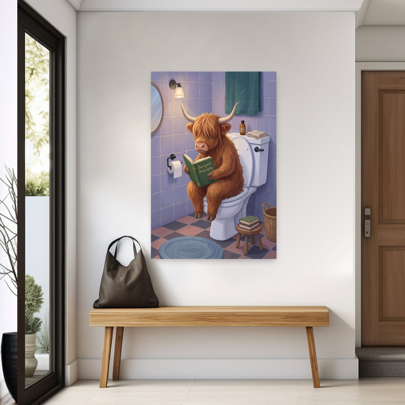 Highland Cow Reading Philosophy by Andreas Magnusson - Wrapped Canvas Print, 152.4 cm H x 101.6 cm W