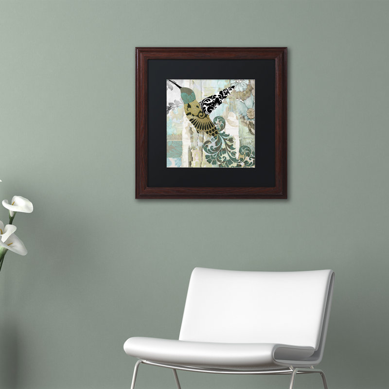 Jadaya «Hummingbird Batik II», impression encadrée, Noir, H 16 po x l 16 po x P 0,5 po, Encadrement brun