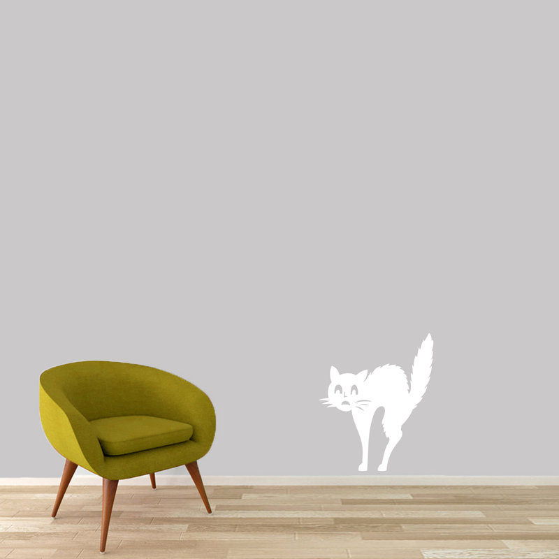 Décalcomanie murale effrayé-chat, Blanc