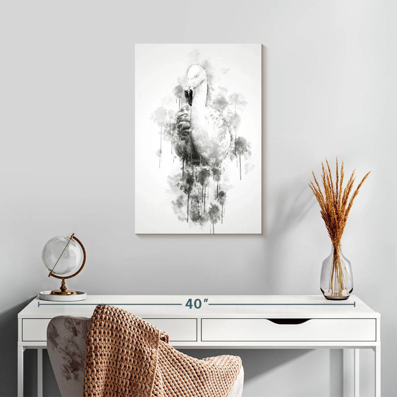 Brampt flamant noir et blanc, H 24 po x l 16 po