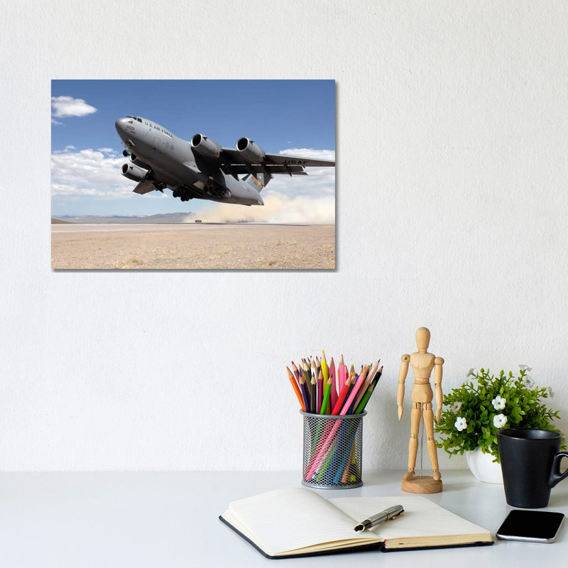 A C-17 Globemaster Departs From The Tonopah Runway by Stocktrek Images - Wrapped Canvas Gallery-Wrapped Canvas Giclée