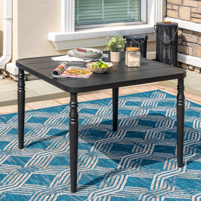Patio Square Powder-coated Metal Dining Table With Umbrella Hole