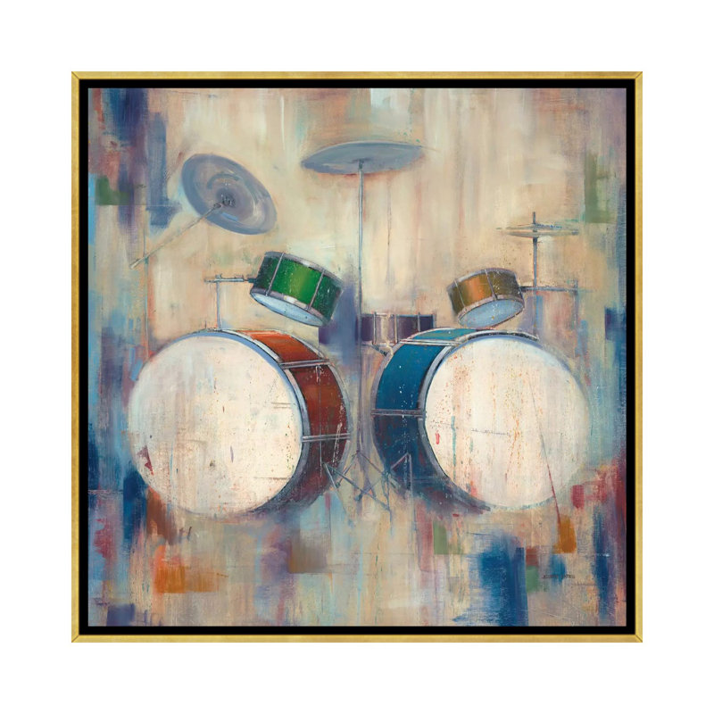 « tambours », impression sur toile, H 12 po x l 12 po x P 1,5 po, Toile avec cadre doré, Pas de tapis