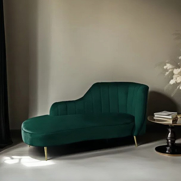 Chaise longue élégante, simple, moderne et créative, Atrovirens, Orienté à droite