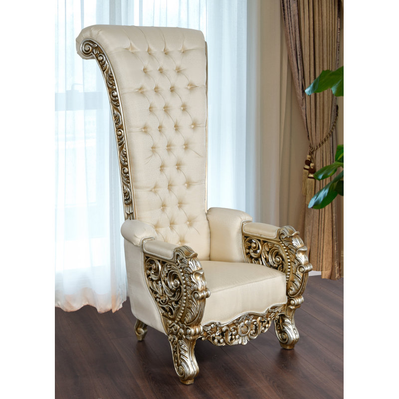 Upholstered Armchair, Cream Cotton Blend