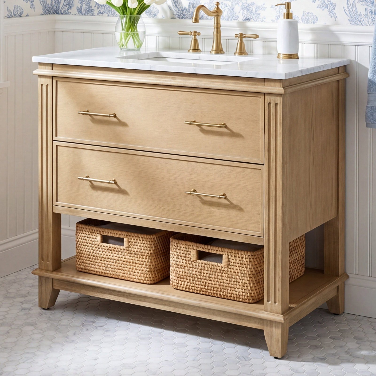 Elvie 36" Genuine Marble Single Bathroom Vanity