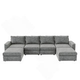 Chenille Modular Sectional Sofa,U Shaped Reversible Couch,Free Combination
