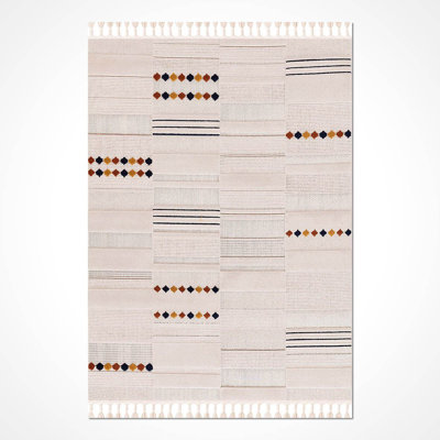 Modern Cream Machine Washable Non-Slip Area Rug
