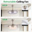 Ventilateur de plafond à DEL moderne de 42 pouces avec lumière et télécommande, pales rétractables, moteur à courant continu réglable à 6 vitesses et silencieux pour le salon, la chambre à coucher, la salle à manger-575209123