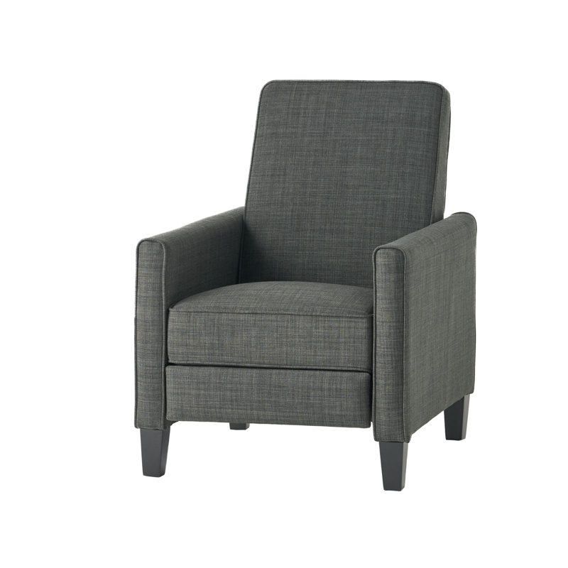Zuca Pushback Recliner Chair, Black Wood, Premium Padded Beige Polyester, Gray, Linen